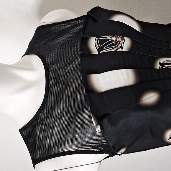 Five Plus Black Mesh Panel Pin Up Retro Boho Polka Dot Fit & Flare Dress Size S - Picture 2 of 14